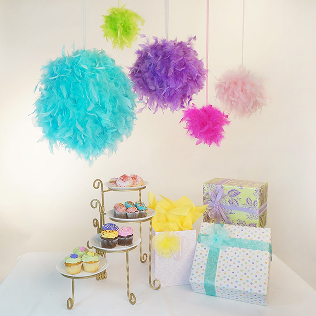 Chandelle Feather Pom Poms - Candy Pink - 6"