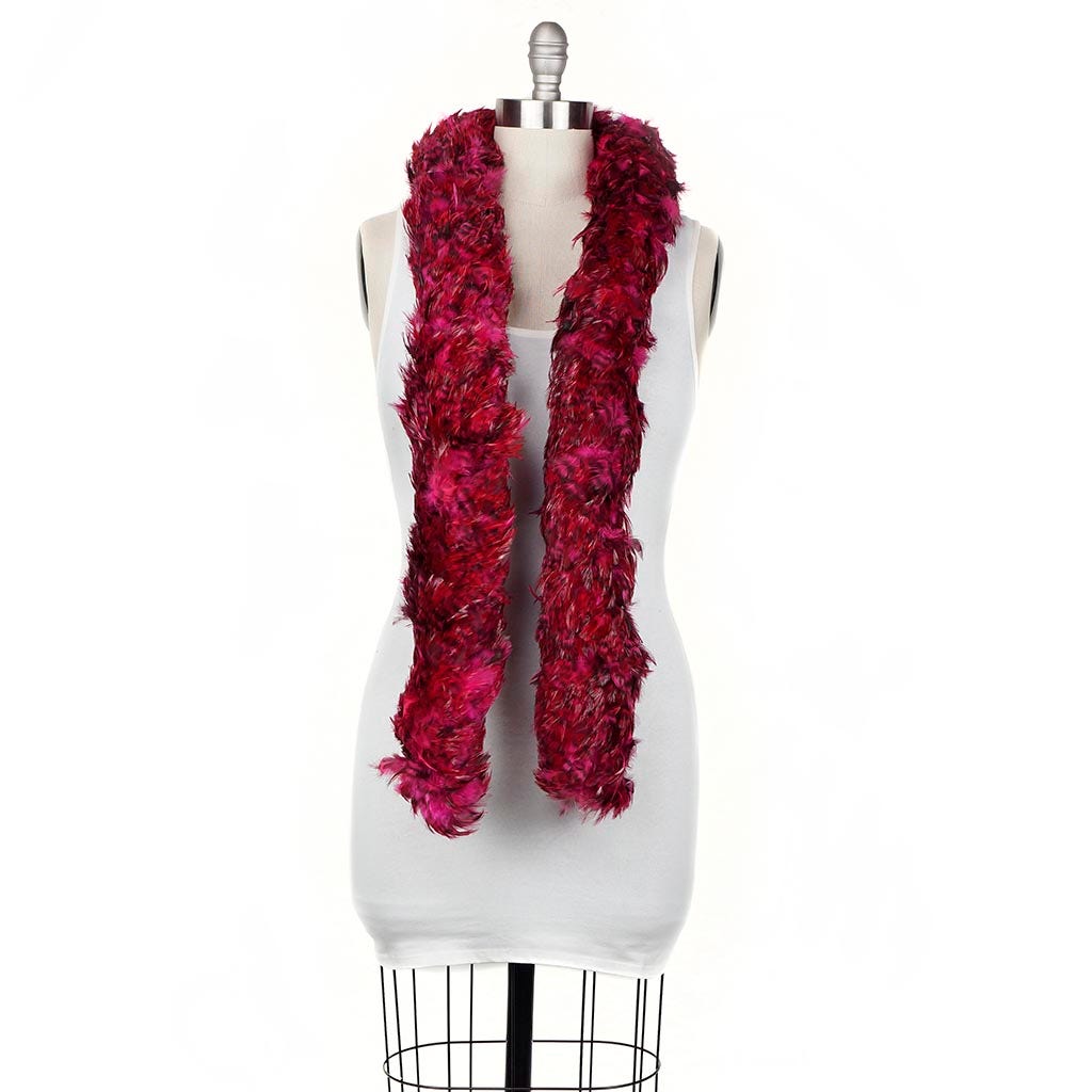 Red Chinchilla Saddle Rooster Feather Boa 4-5"  - Shocking Pink