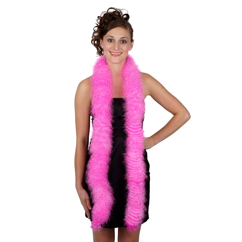 Extra Thick Stenciled Marabou Feather Boa - Candy Pink/Shocking Pink