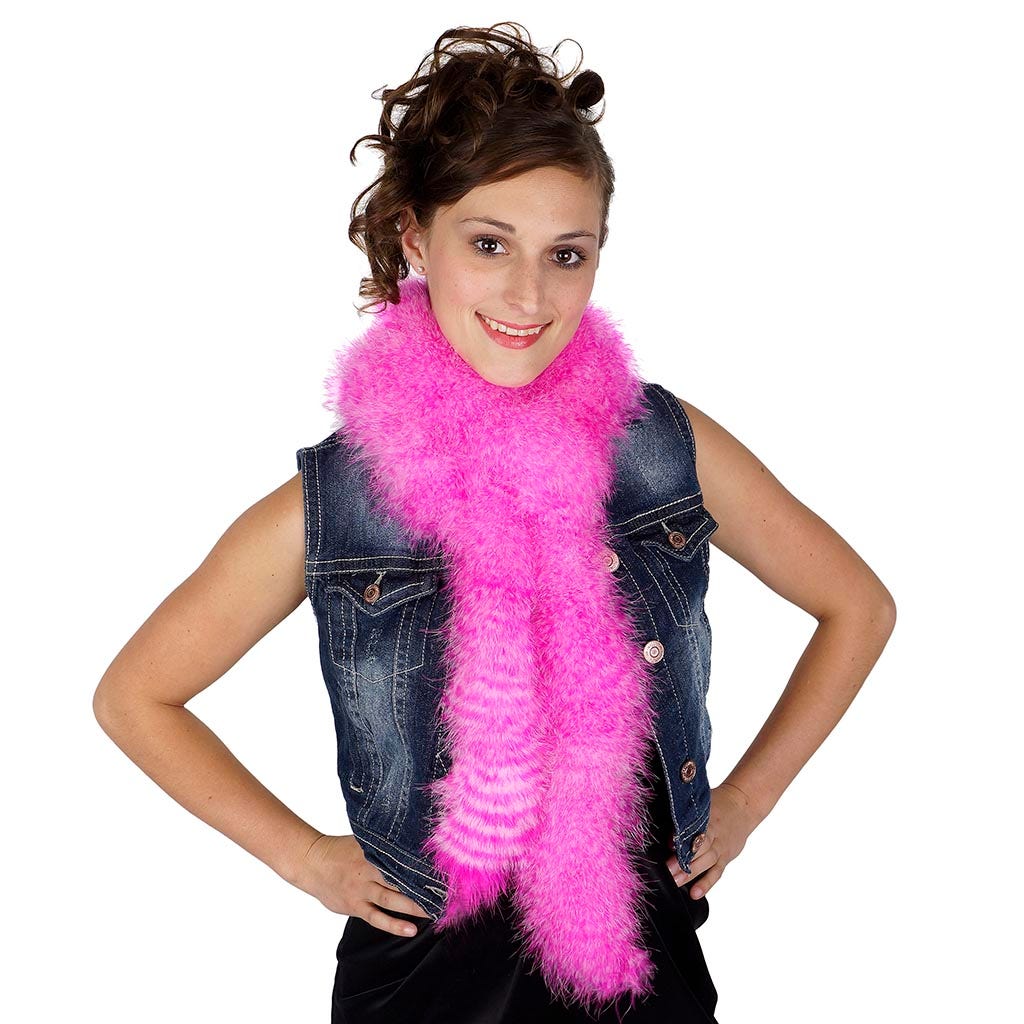Extra Thick Stenciled Marabou Feather Boa - Candy Pink/Shocking Pink