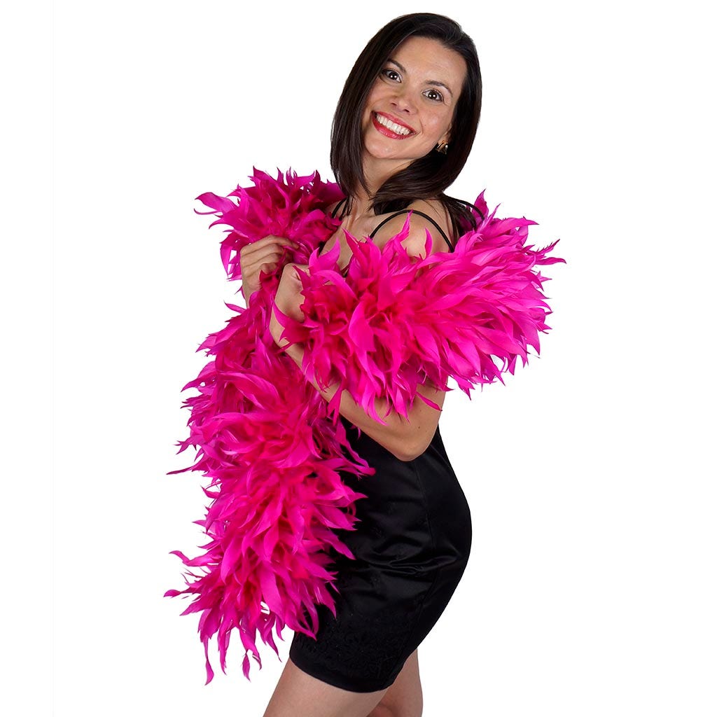 Goose Feather Boa - Stripped Nagoire  - Shocking Pink