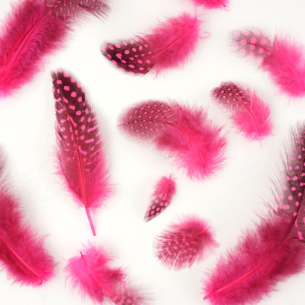 Bulk Guinea Hen Plumage - 1/4 lb - Pink Orient