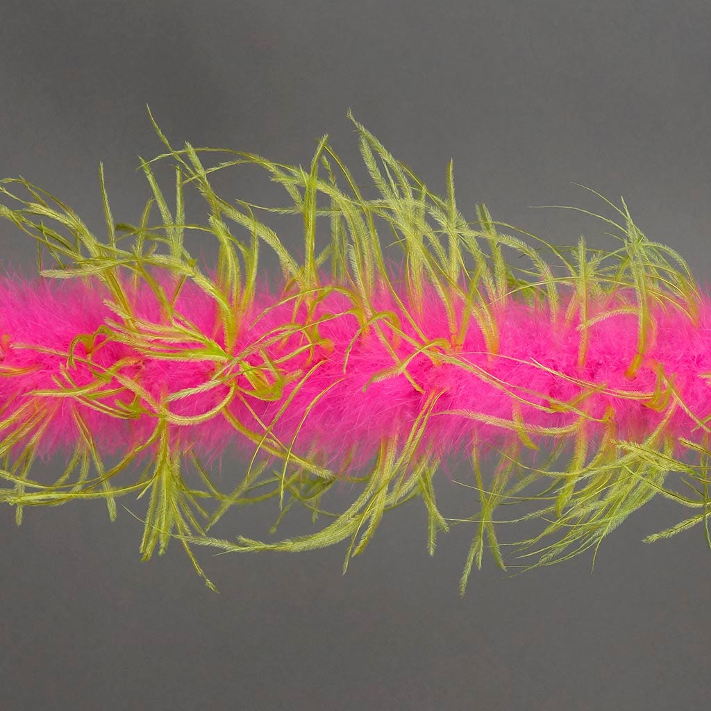 Marabou and Ostrich Feather Boa -  Pink Orient/Lime