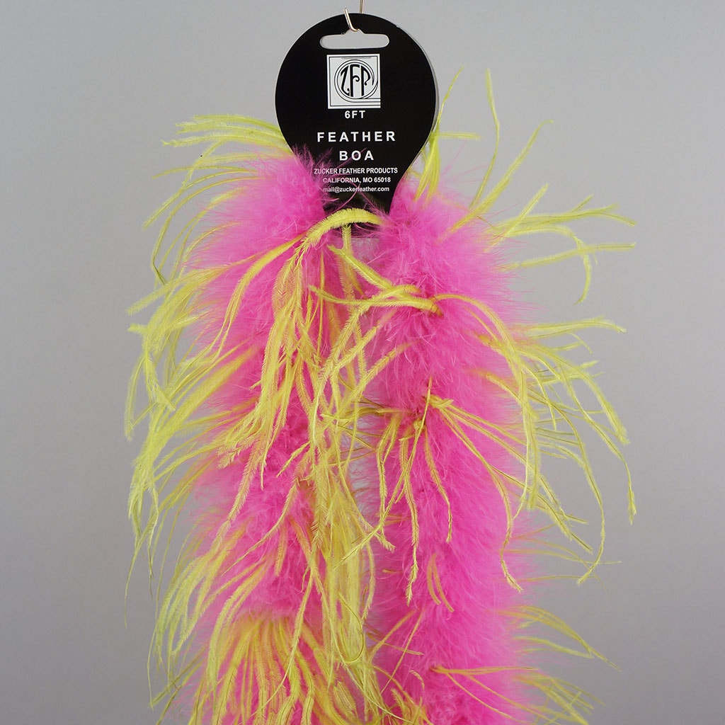 Marabou and Ostrich Feather Boa -  Pink Orient/Lime