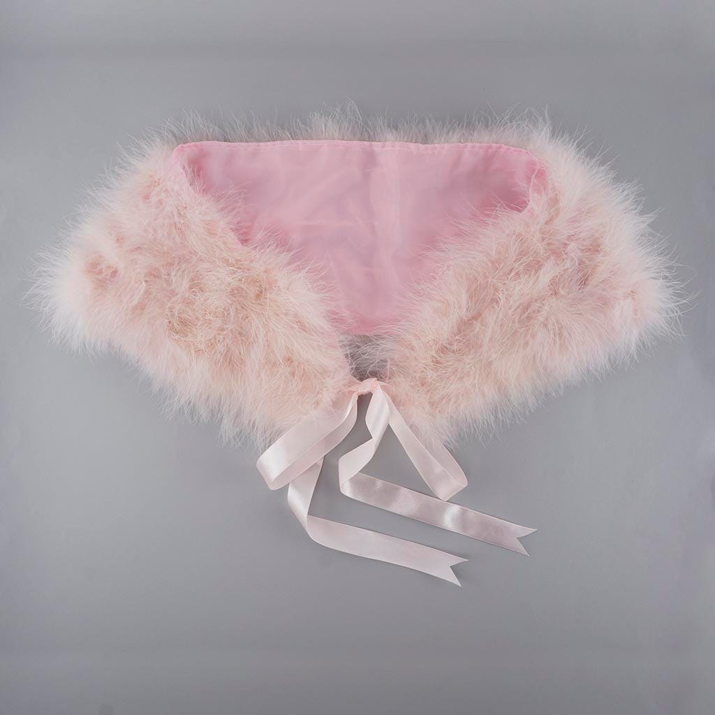 Marabou Feather Shawl w/Ribbon Ties - Champagne