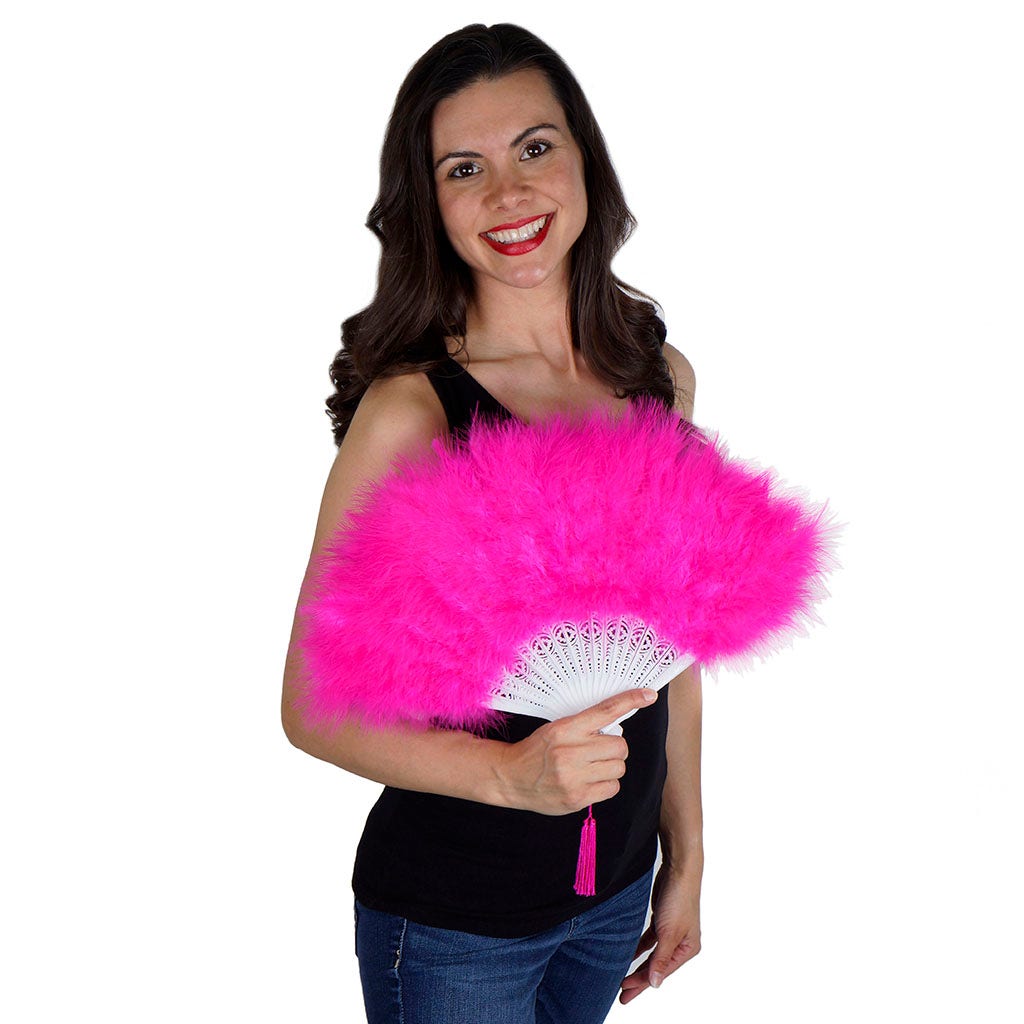 Marabou Feather Fan - Shocking Pink