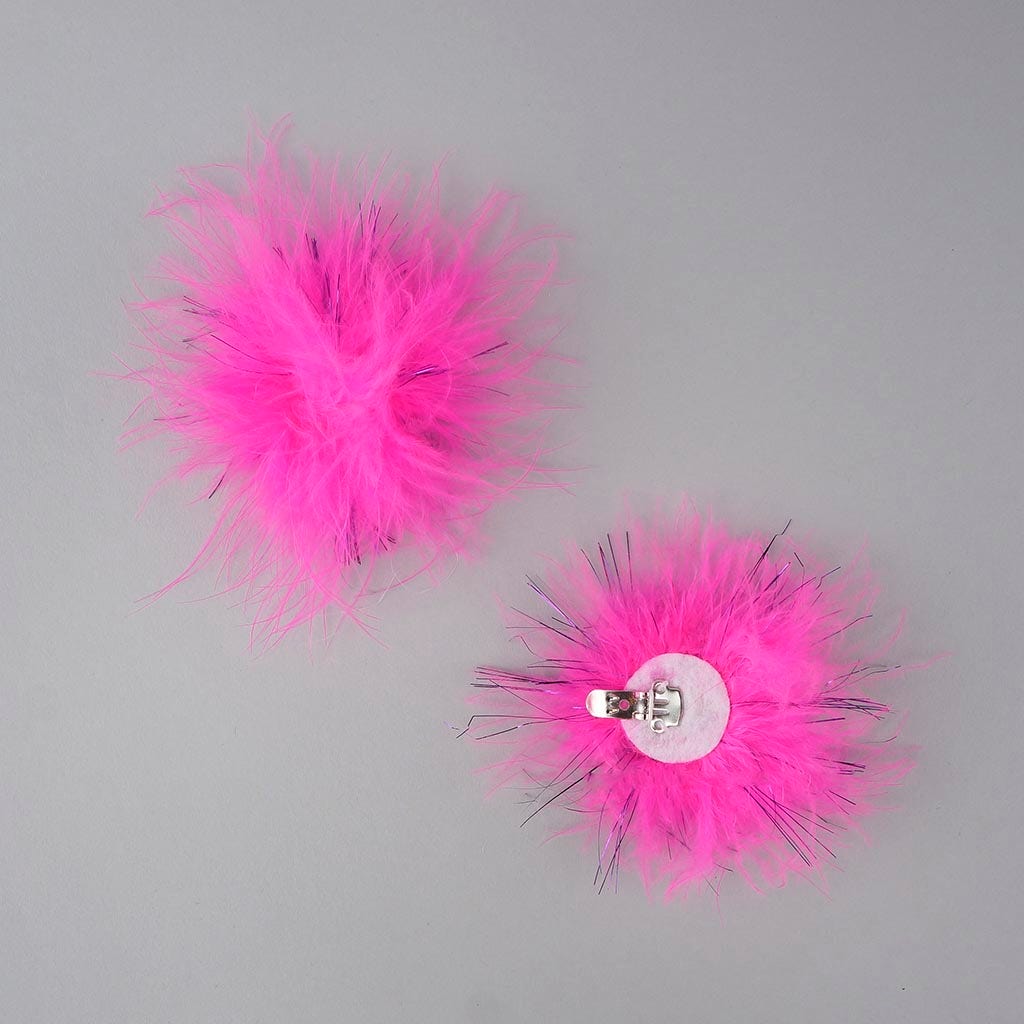 Feather Shoe Clip w/Marabou-Lurex - Pink Orient/Purple