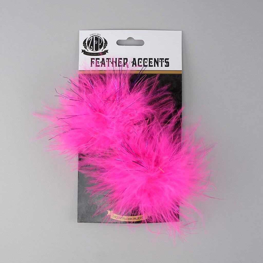 Feather Shoe Clip w/Marabou-Lurex - Pink Orient/Purple