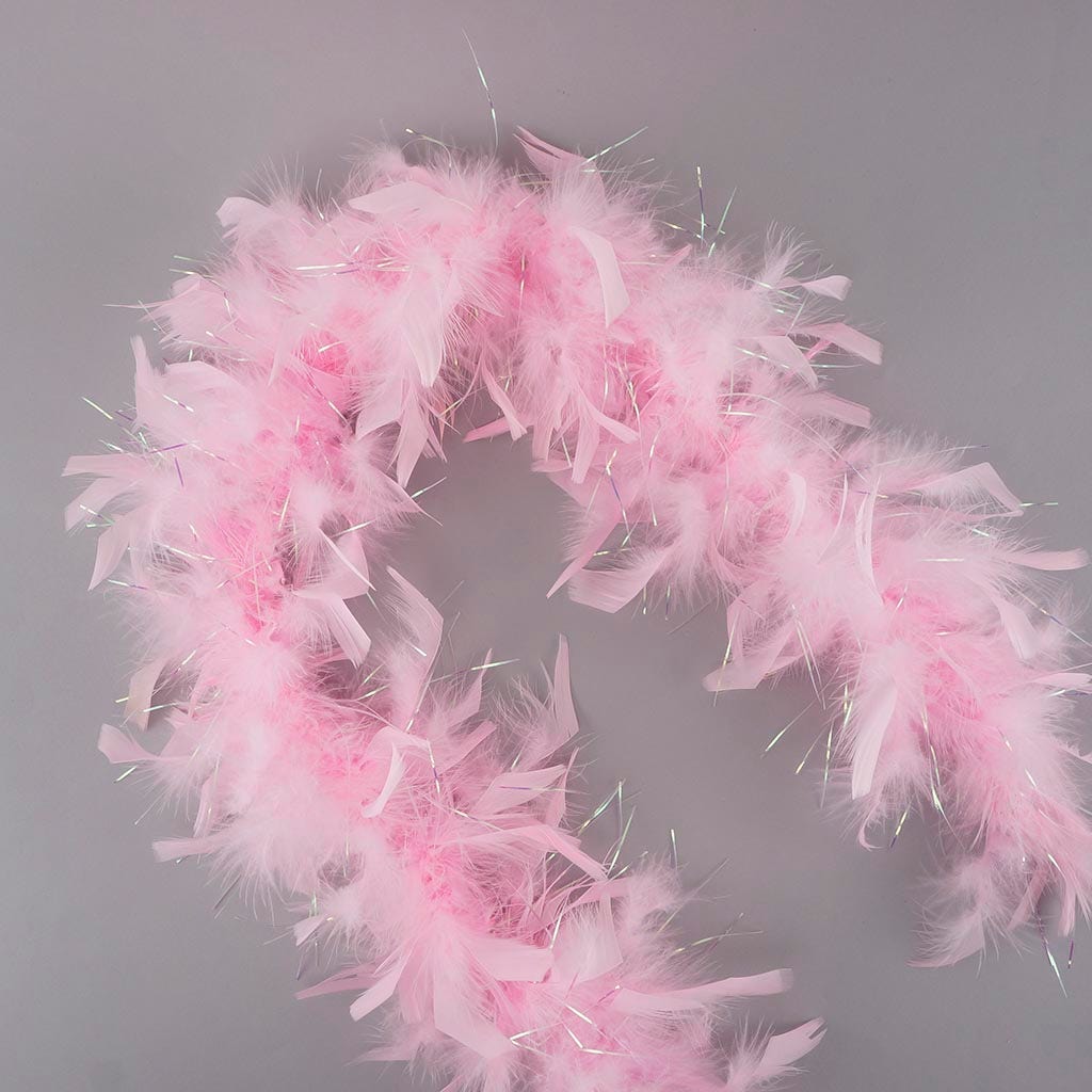 Dress Up Feather Boa for Little Girls - Candy Pink/Opal Lurex