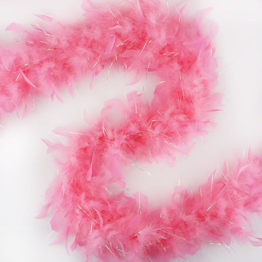 Chandelle Feather Boa - Lightweight - Coral with Opal Lurex