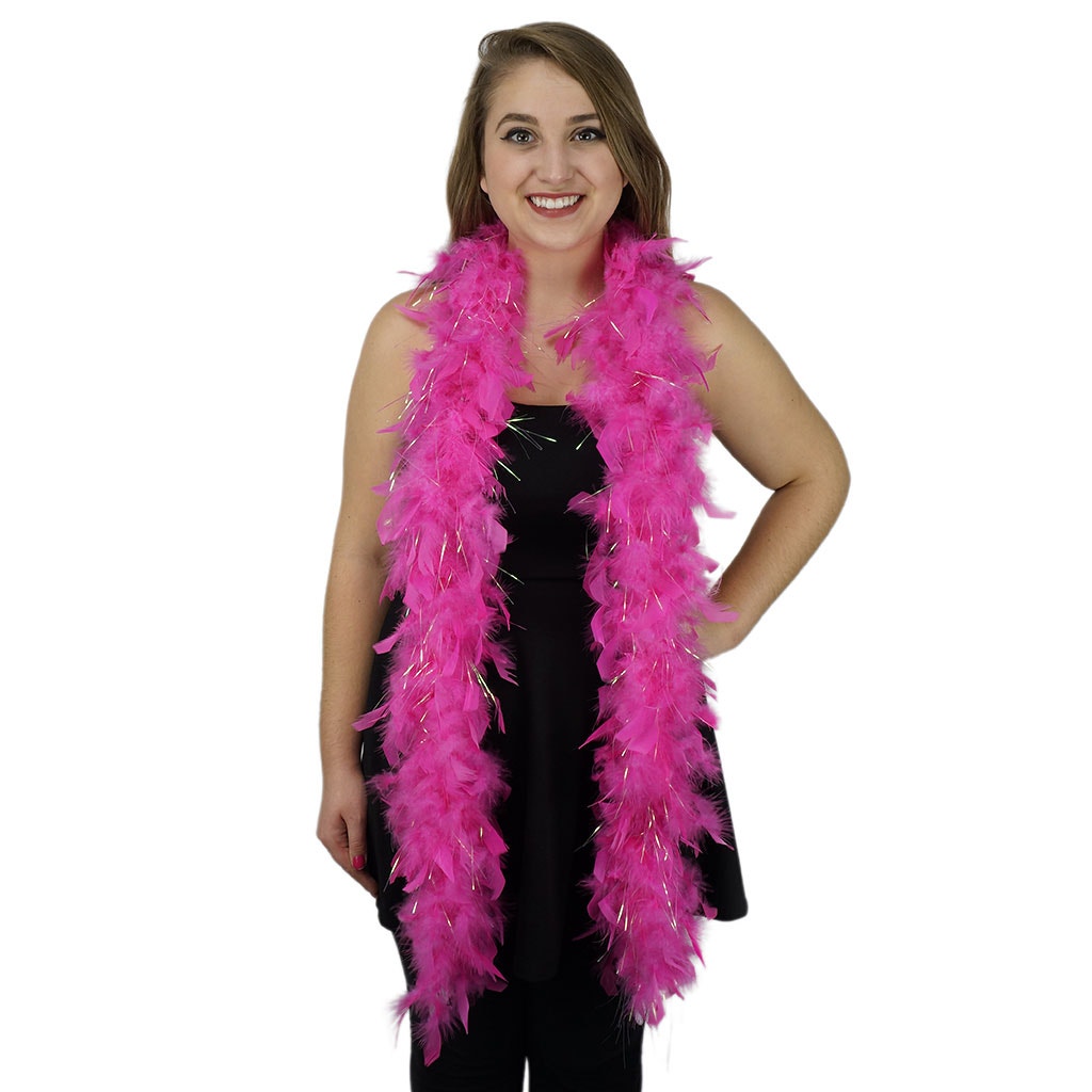 Chandelle Feather Boa - Lightweight - Pink with Opal Lurex
