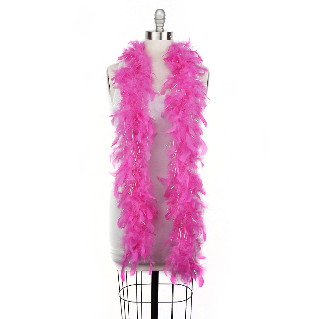 Chandelle Feather Boa - Lightweight - Pink with Opal Lurex