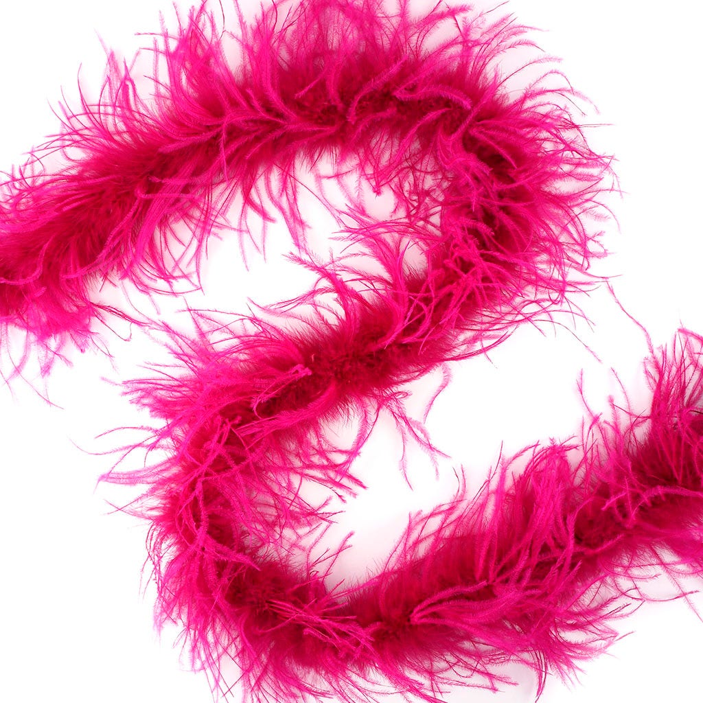 One Ply Ostrich Feather Boa - Shocking Pink
