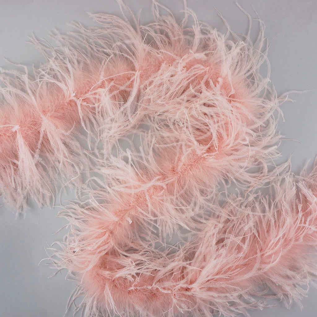 Champagne Light Pink 2 Ply Ostrich Feather Boa