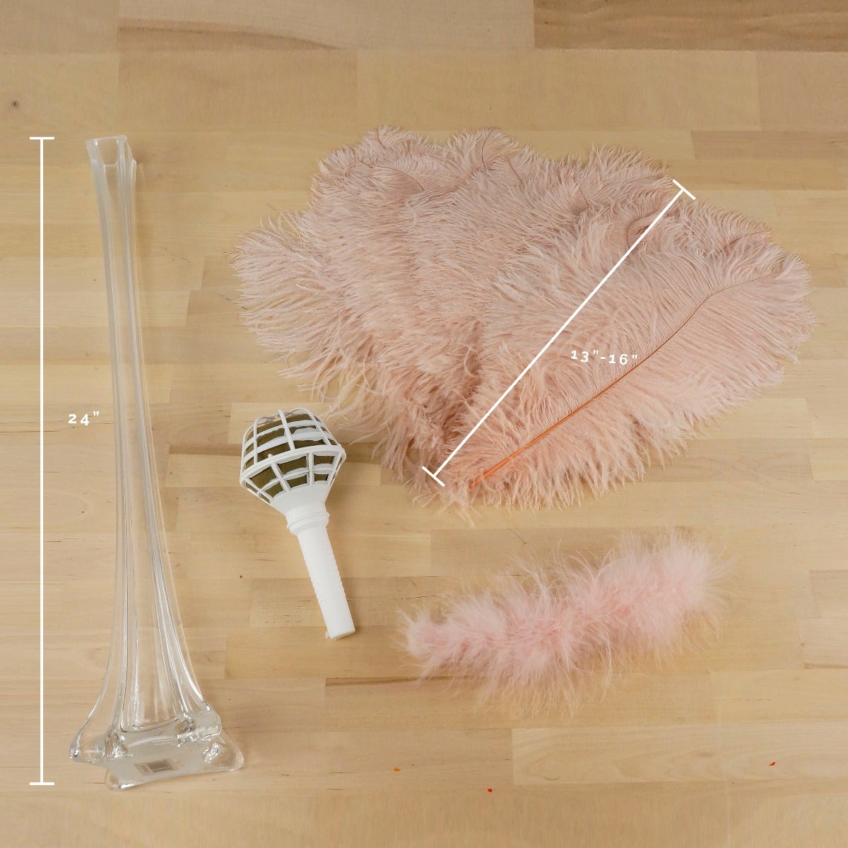 Ostrich Eiffel Tower Centerpiece Champagne w/Clear Vase