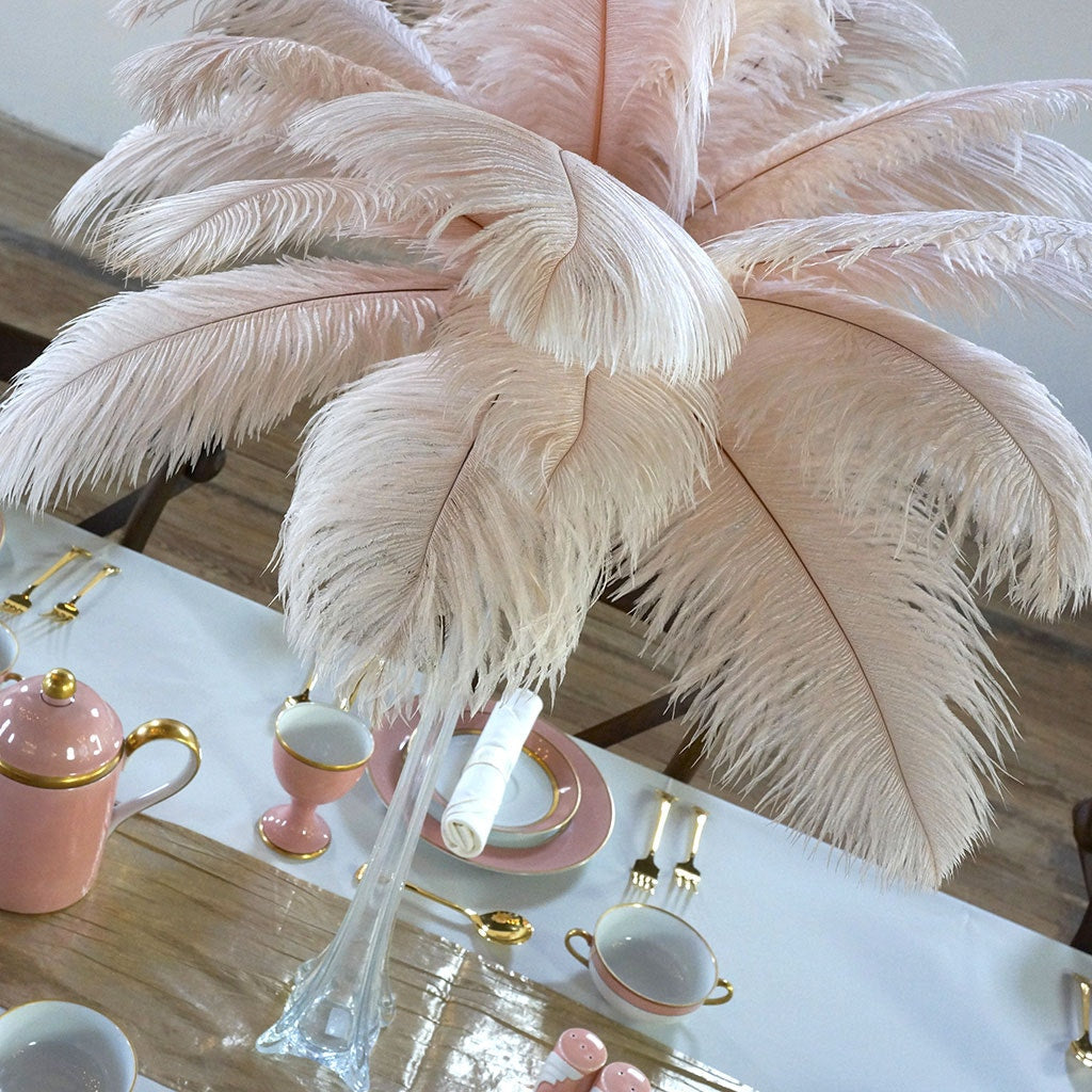 Ostrich Eiffel Tower Centerpiece Champagne w/Clear Vase