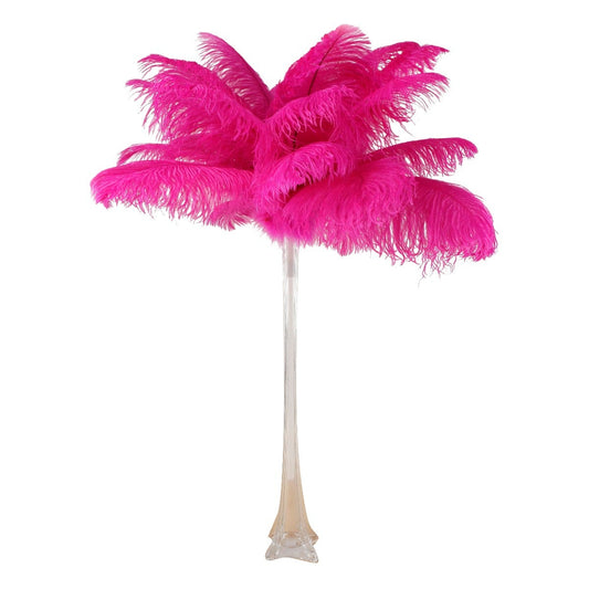 Ostrich Eiffel Tower Centerpiece Shocking Pink With Clear Vase
