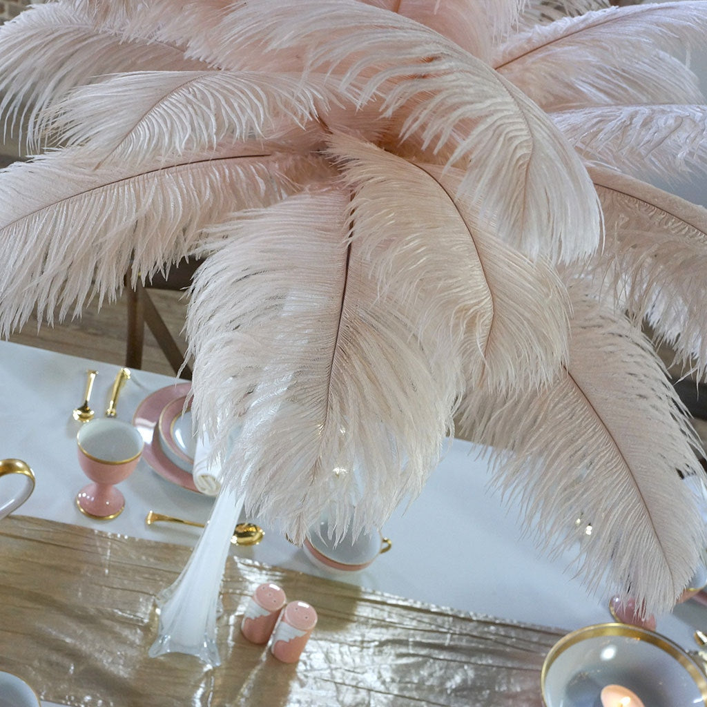 Ostrich Eiffel Tower Centerpiece Champagne w/White Vase