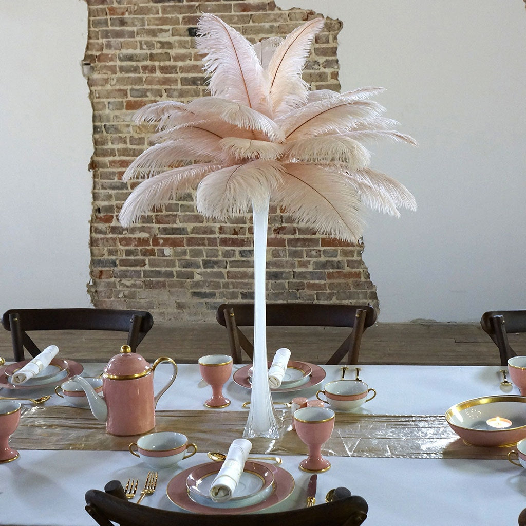 Ostrich Eiffel Tower Centerpiece Champagne w/White Vase