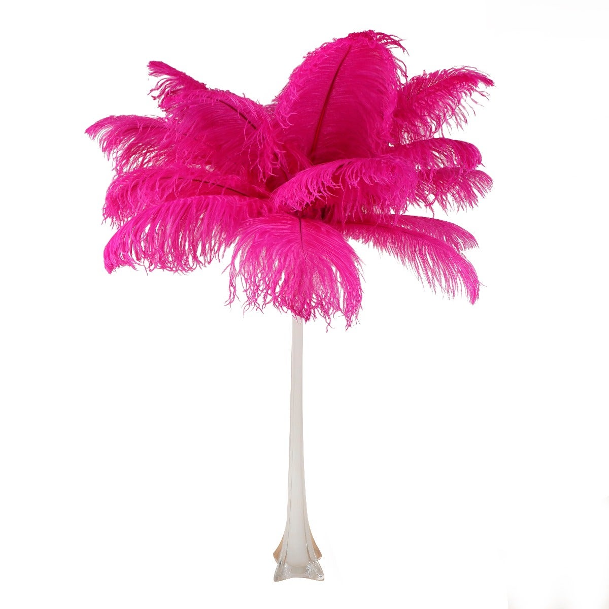 Ostrich Eiffel Tower Centerpiece Shocking Pink w/White Vase