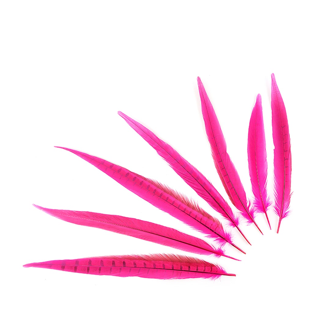Assorted Pheasant Tails Dyed - Shocking Pink