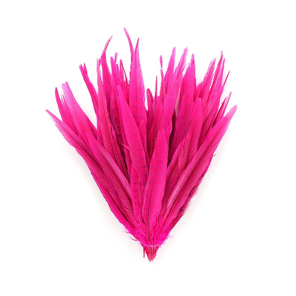 Assorted Pheasant Tails Dyed - Shocking Pink