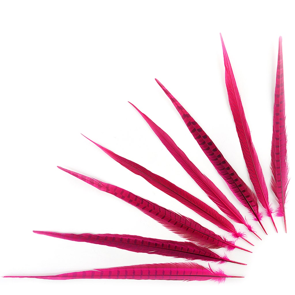 Assorted Pheasant Tails Dyed - Shocking Pink