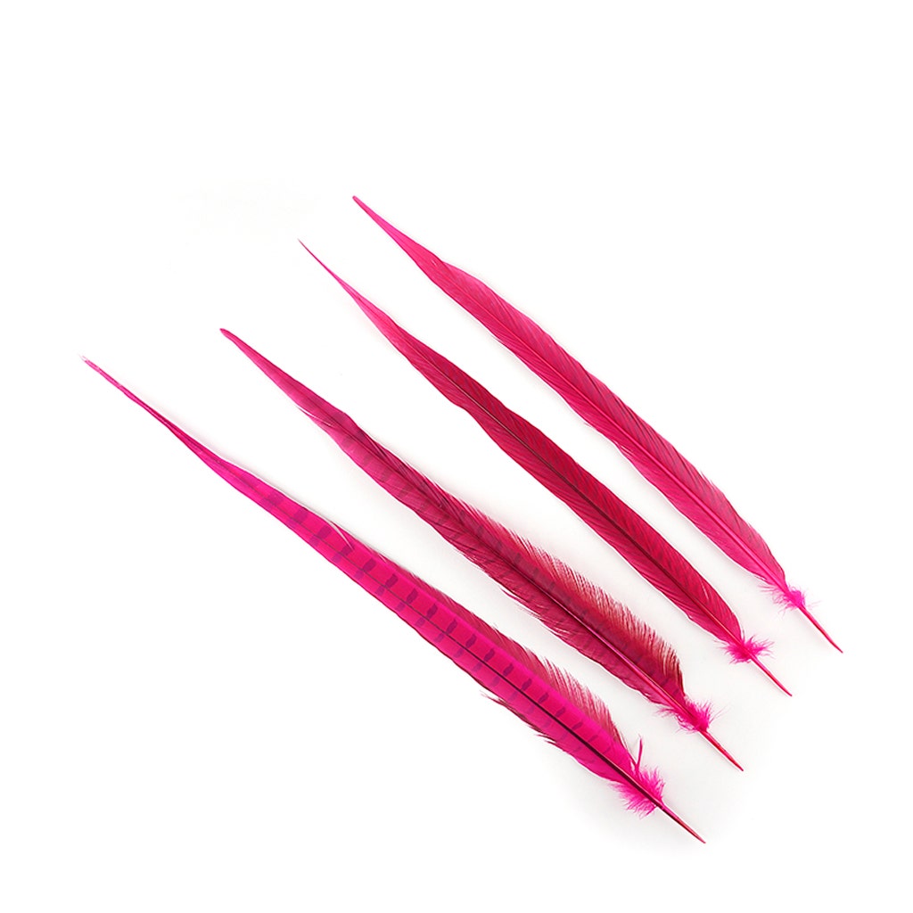 Assorted Pheasant Tails Dyed - Shocking Pink