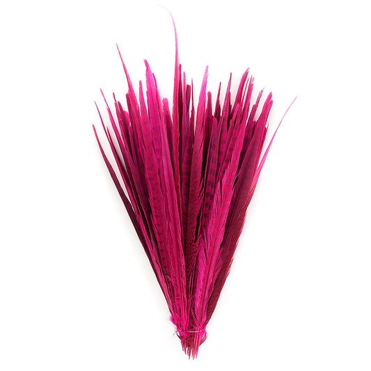 Assorted Pheasant Tails Dyed - Shocking Pink