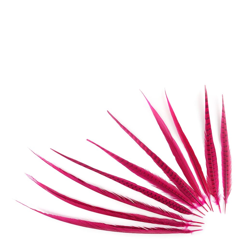 Assorted Pheasant Tails Dyed - Shocking Pink