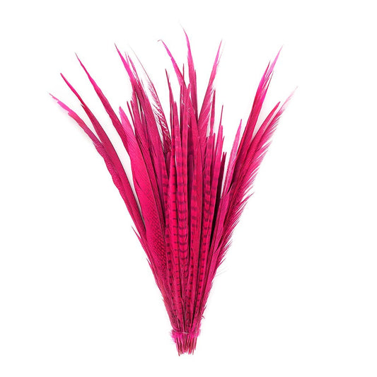 Assorted Pheasant Tails Dyed - Shocking Pink
