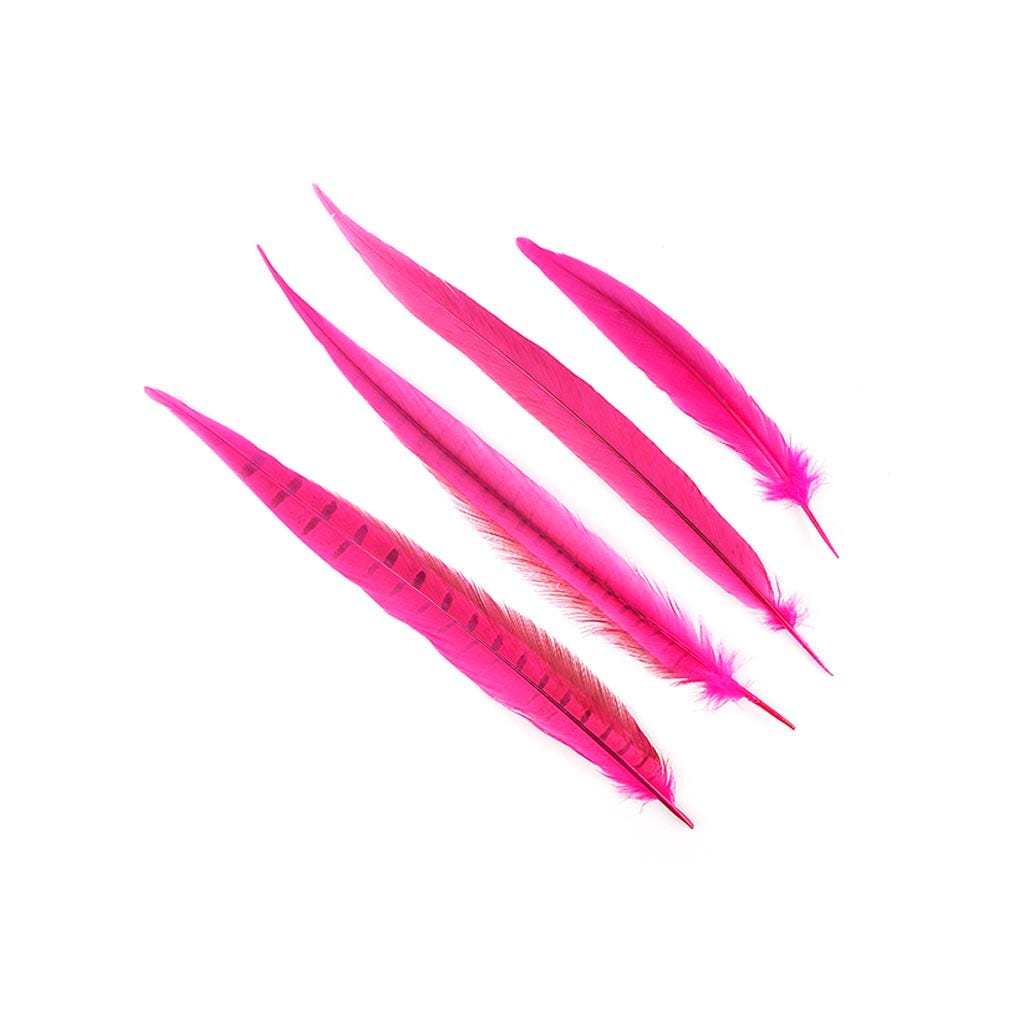 Pheasant Tails Assorted Bleached - Shocking Pink