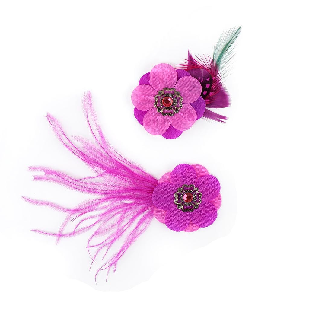 Flower Stickers w/Feathers 2 pcs -