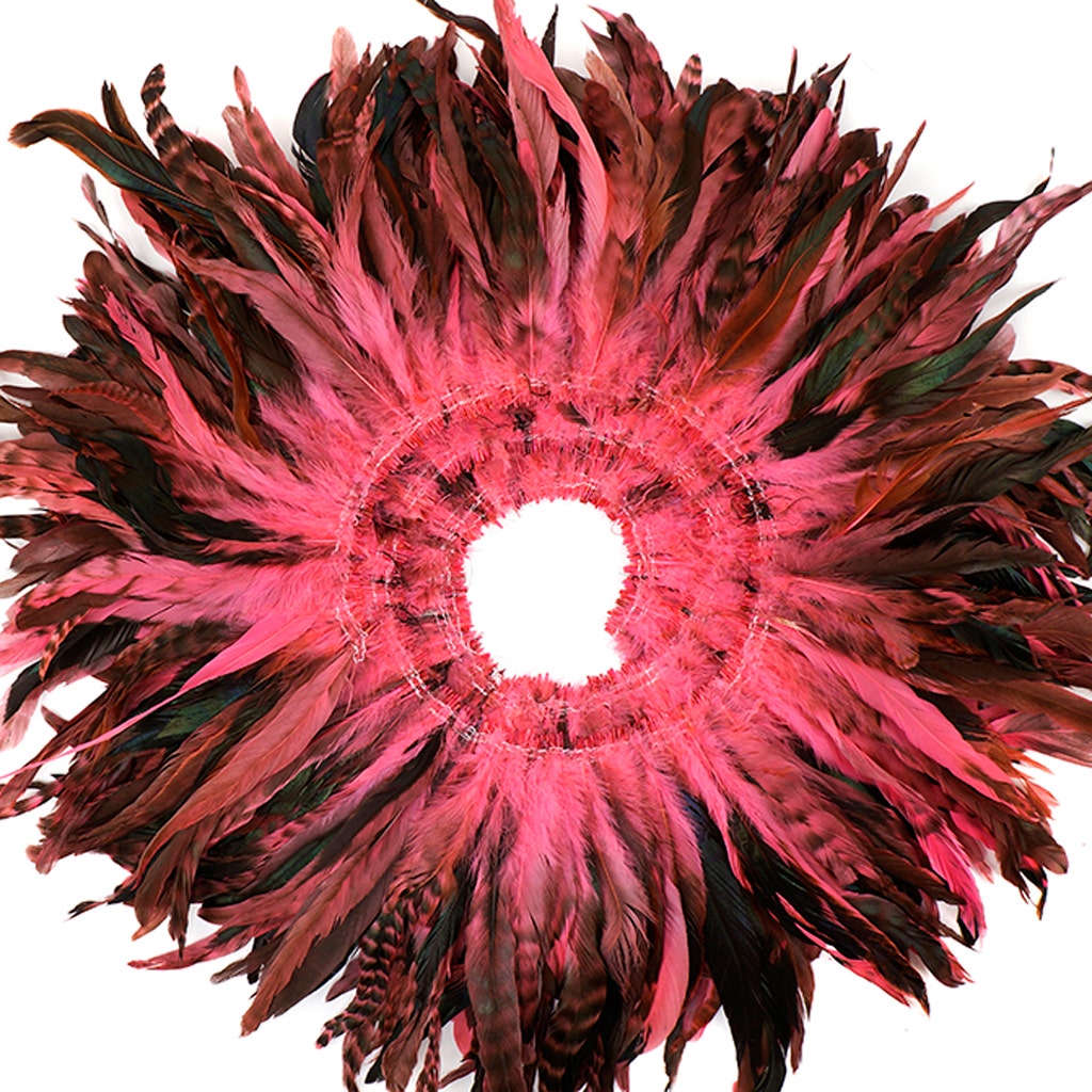 Rooster Coque Tails-Chinchilla - Pink Orient - 7-10" - 1/4 lb (1.25 yards)