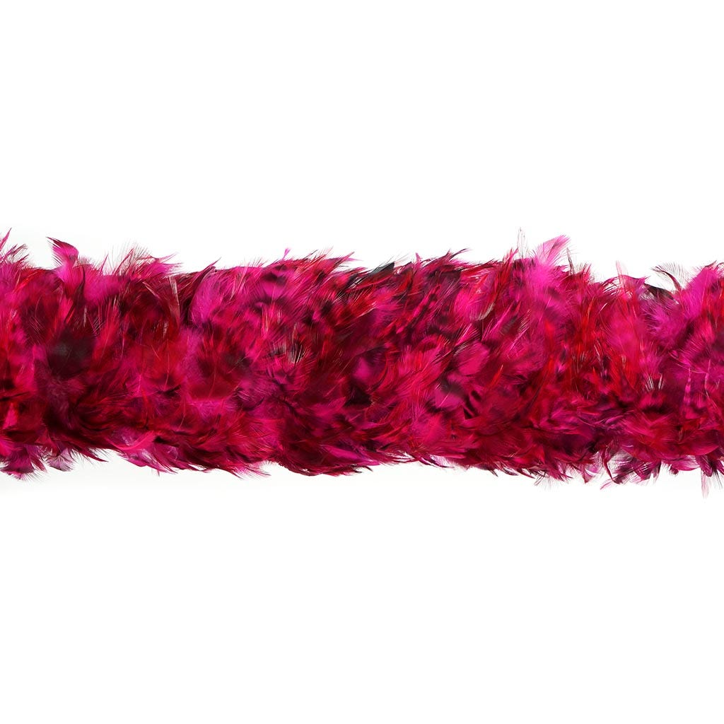 Red Chinchilla Saddle Rooster Feather Boa 5-6" - Shocking Pink