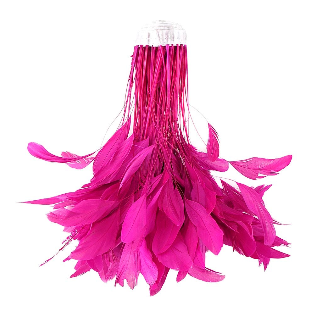 Stripped Bleached Coque Fringe - Shocking Pink