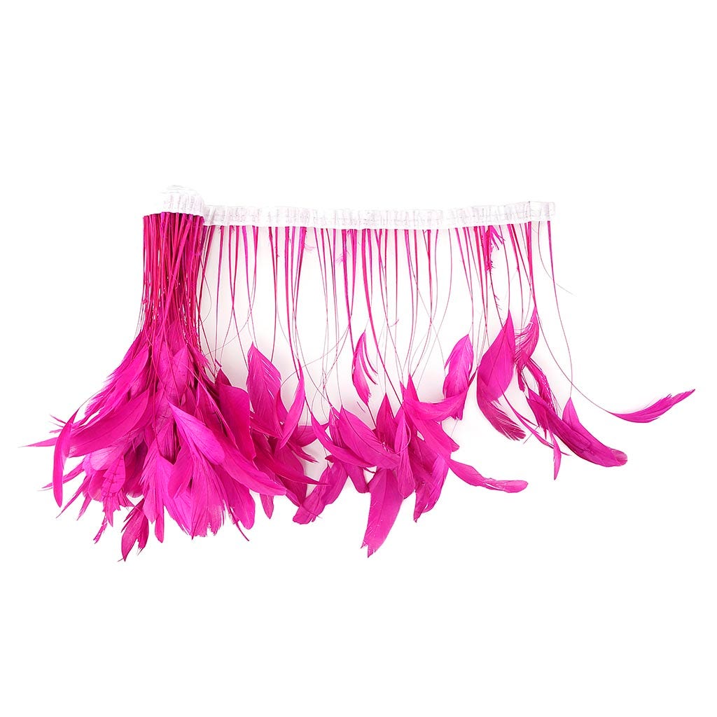 Stripped Bleached Coque Fringe - Shocking Pink