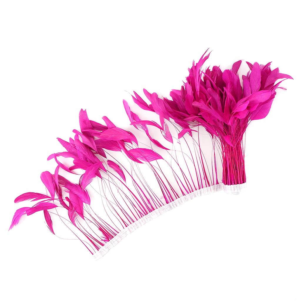 Stripped Bleached Coque Fringe - Shocking Pink