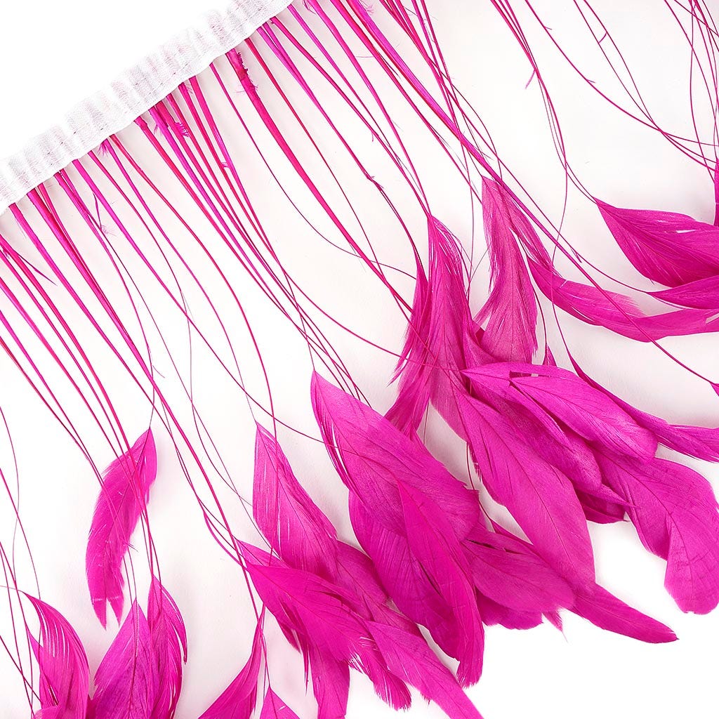 Stripped Bleached Coque Fringe - Shocking Pink