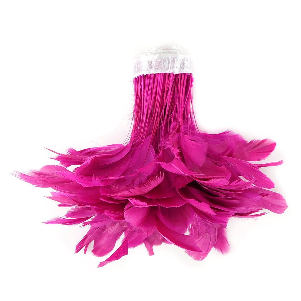 Stripped Bleached Coque Fringe - Shocking Pink