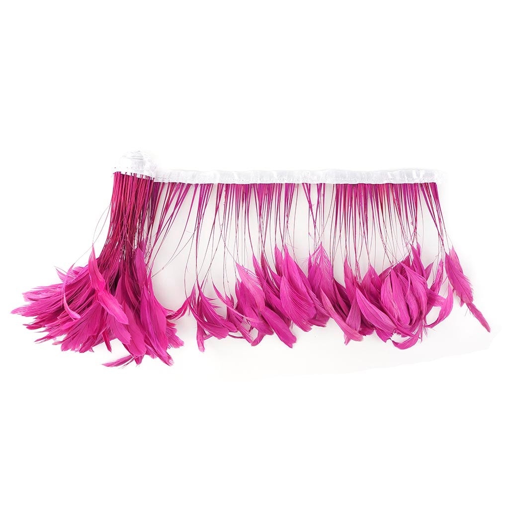 Stripped Bleached Coque Fringe - Shocking Pink