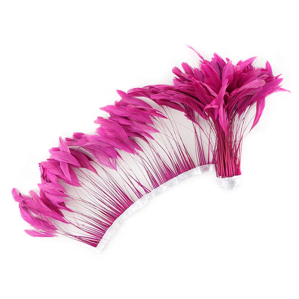Stripped Bleached Coque Fringe - Shocking Pink