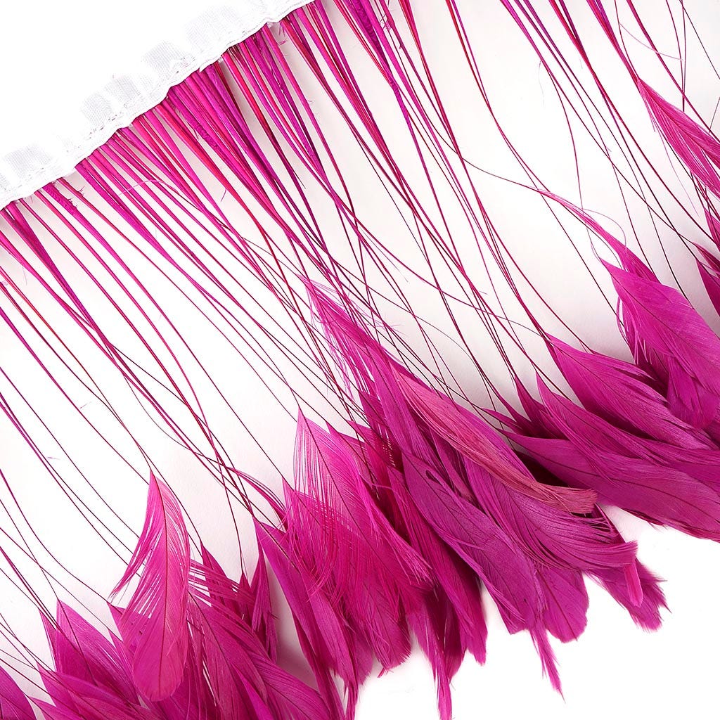 Stripped Bleached Coque Fringe - Shocking Pink