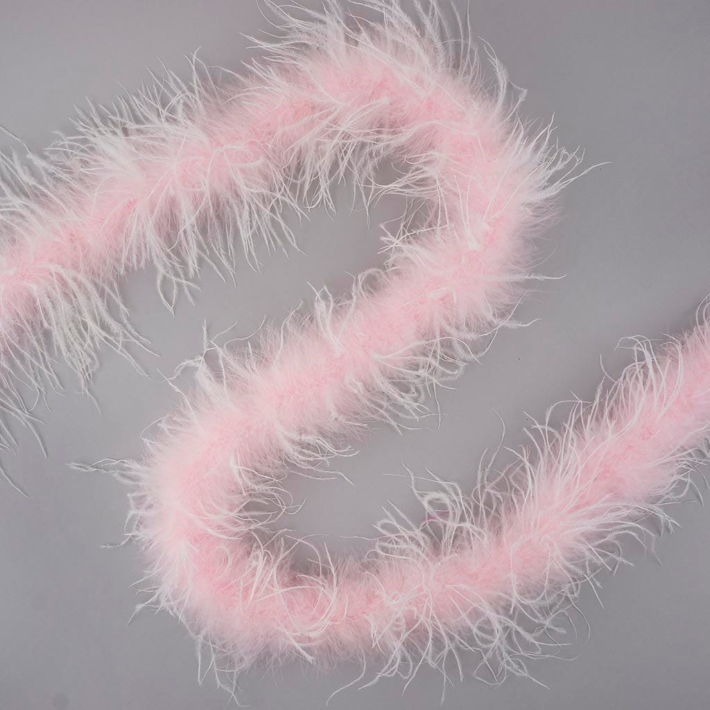 Marabou and Ostrich Feather Boa -  Light Pink/White
