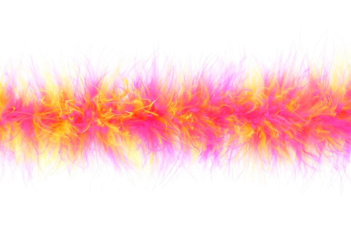 Marabou Feather Boa - Mediumweight  - Florescent Yellow - Shocking Pink
