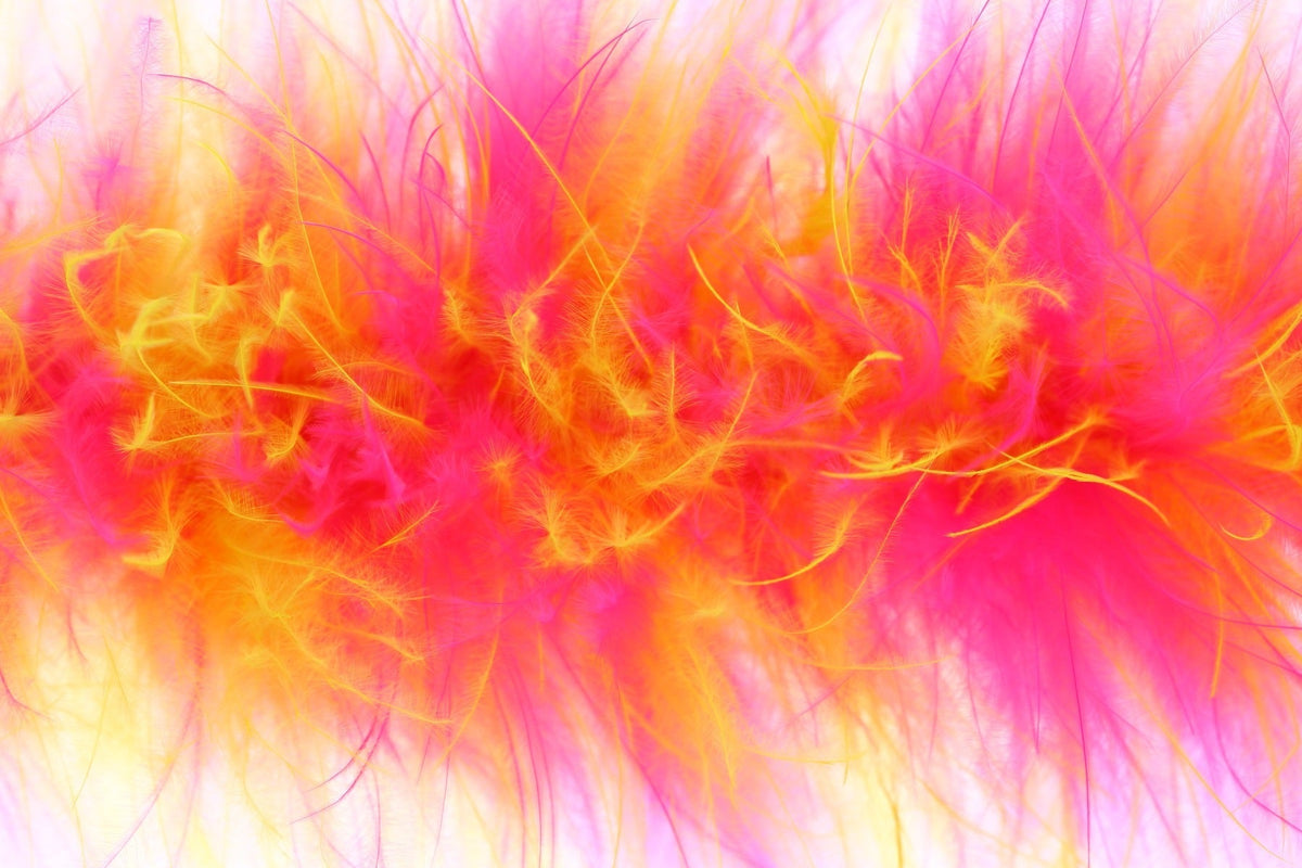 Marabou Feather Boa - Mediumweight  - Florescent Yellow - Shocking Pink
