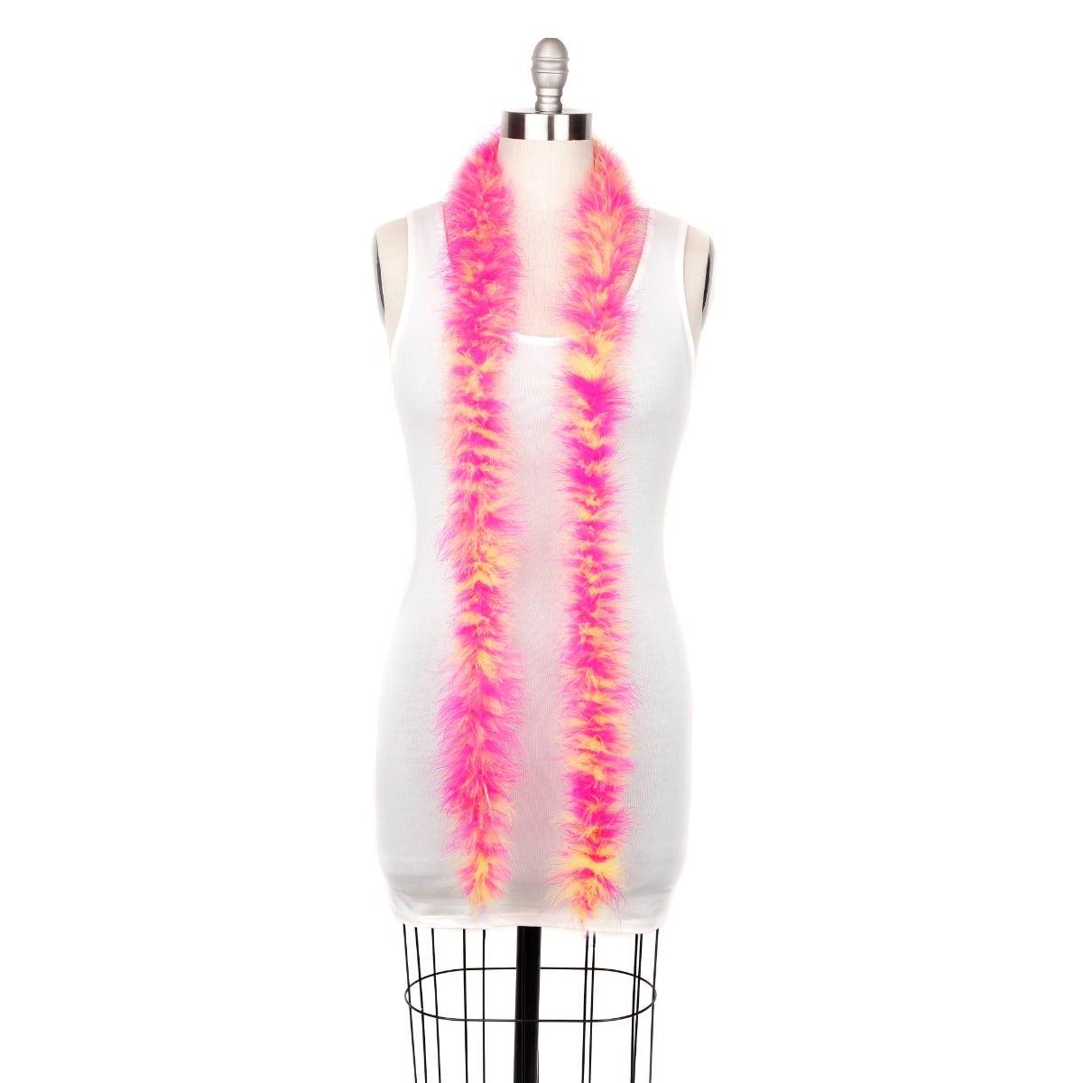 Marabou Feather Boa - Mediumweight  - Florescent Yellow - Shocking Pink