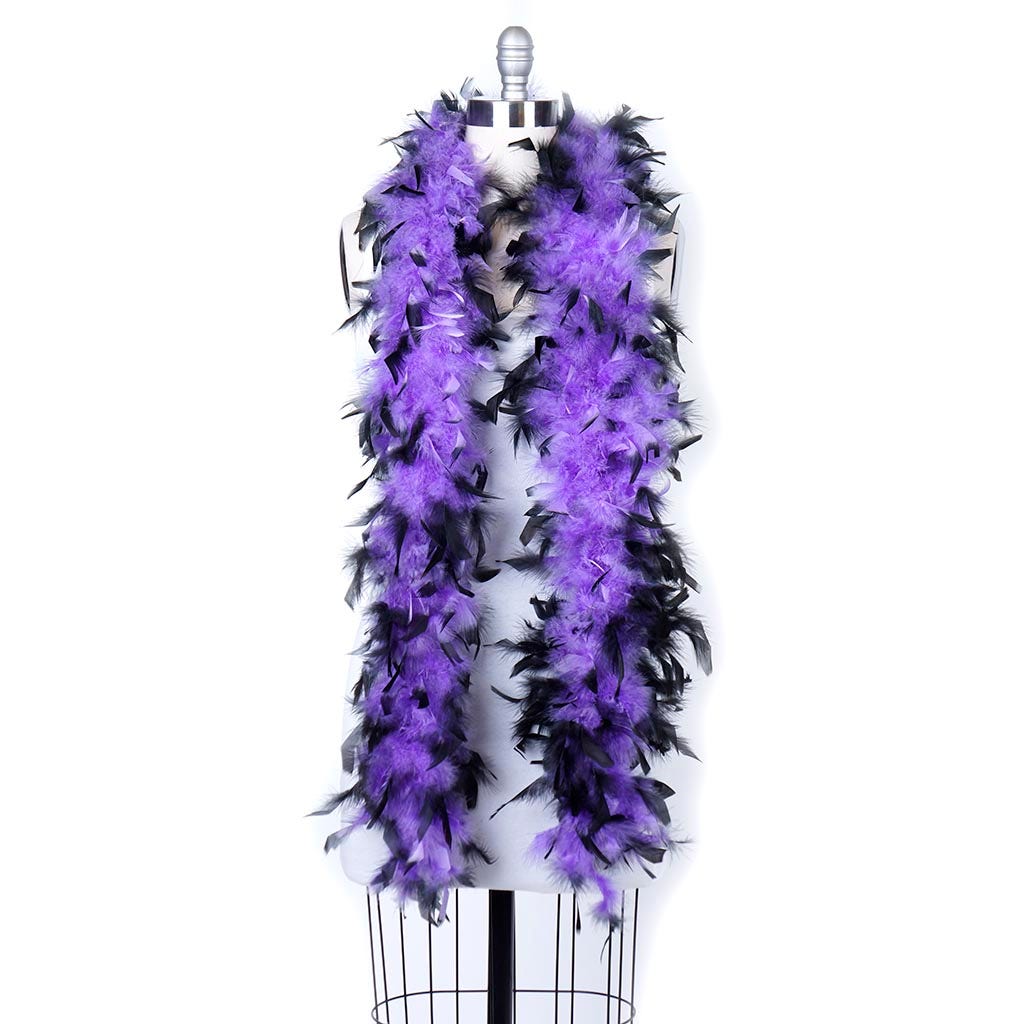 Chandelle Feather Boa - Medium Weight - Tipped - Lavender/Black
