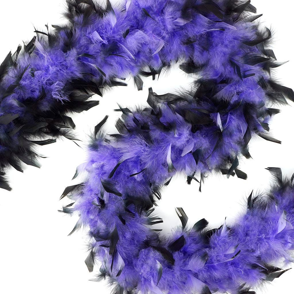 Chandelle Feather Boa - Medium Weight - Tipped - Lavender/Black