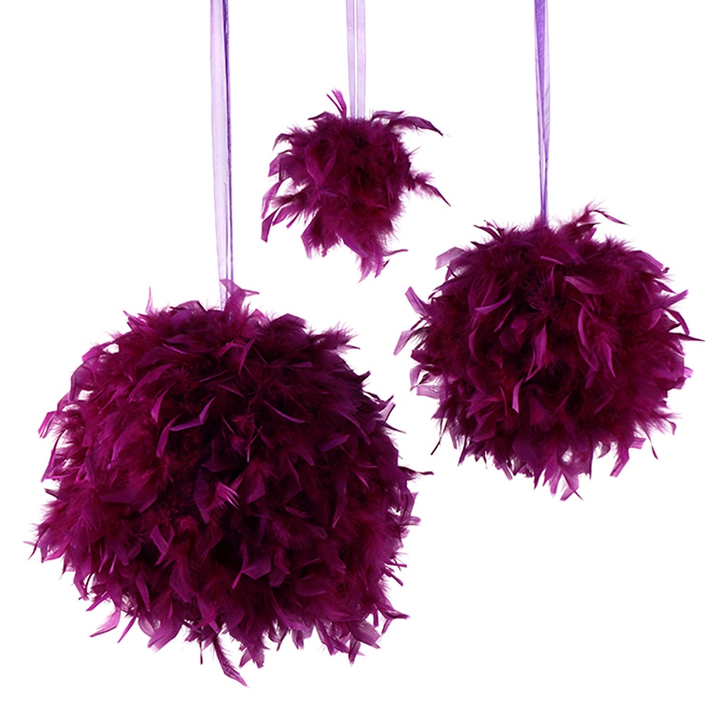 Chandelle Feather Pom Poms - Purple - 18"